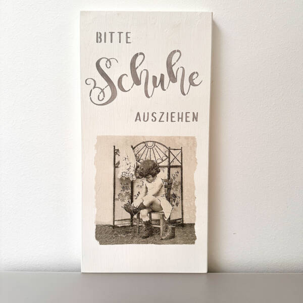 Holzbild Bitte Schuhe ausziehen – Bild 3