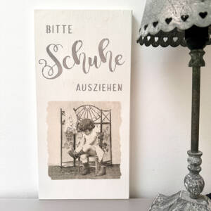 Holzbild Bitte Schuhe ausziehen