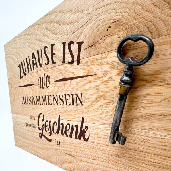 Holzbild Zuhause mit Schlüssel – Bild 2