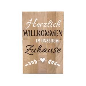 Holzbild Herzlich Willkommen