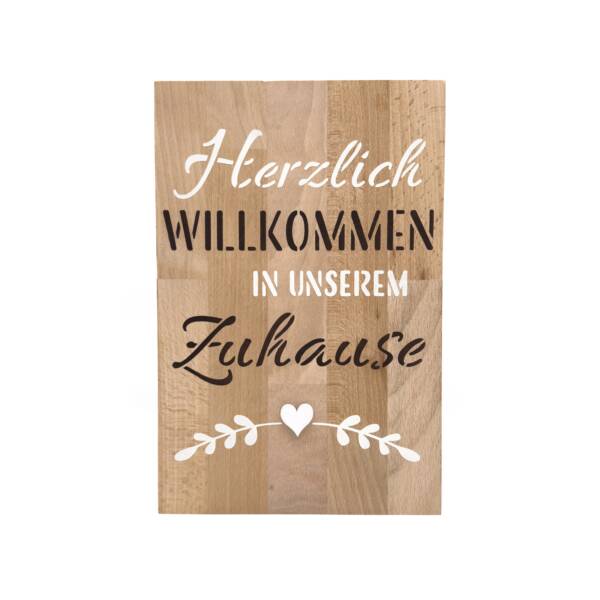 Holzbild Herzlich Willkommen