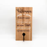 Holzbild Willkommen mit Haken