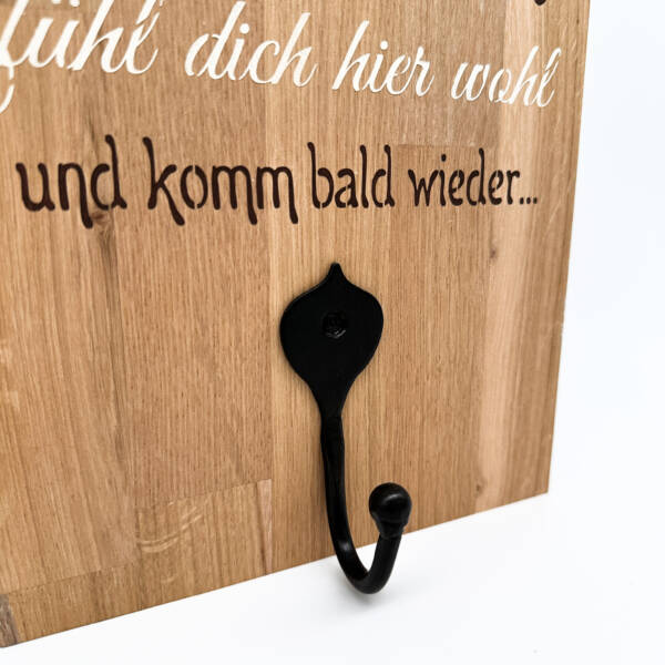 Holzbild Willkommen mit Haken – Bild 3