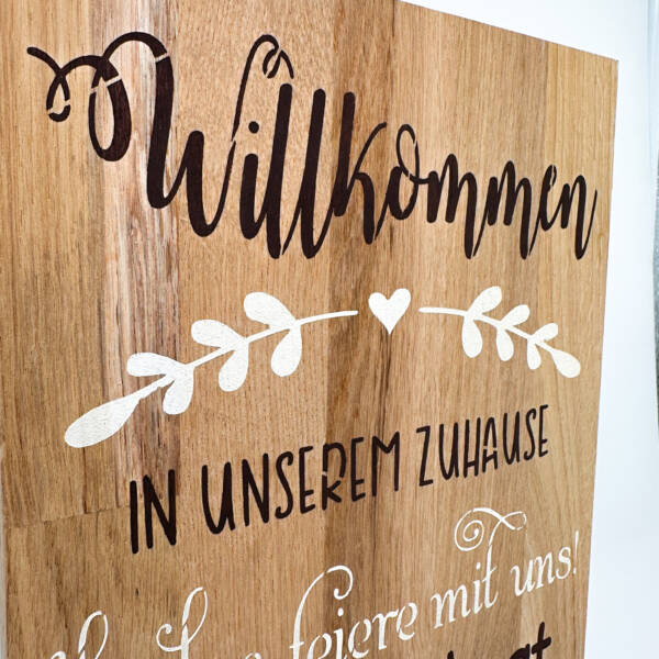 Holzbild Willkommen mit Haken – Bild 2
