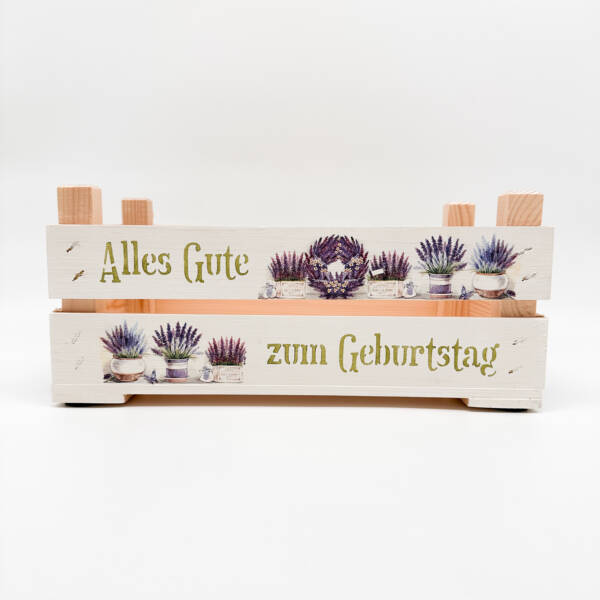 Holzkiste klein Geburtstag Lavendel