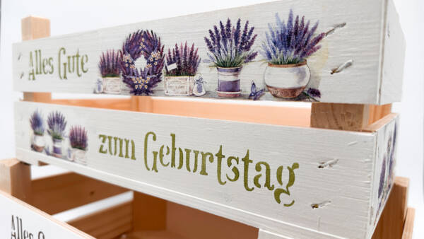 Holzkiste klein Geburtstag Lavendel – Bild 4