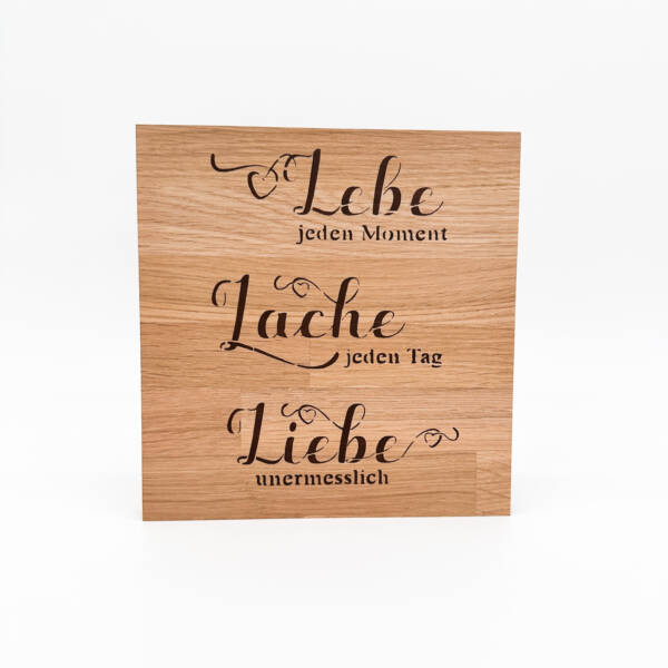 Holzbild Lebe Lache Liebe