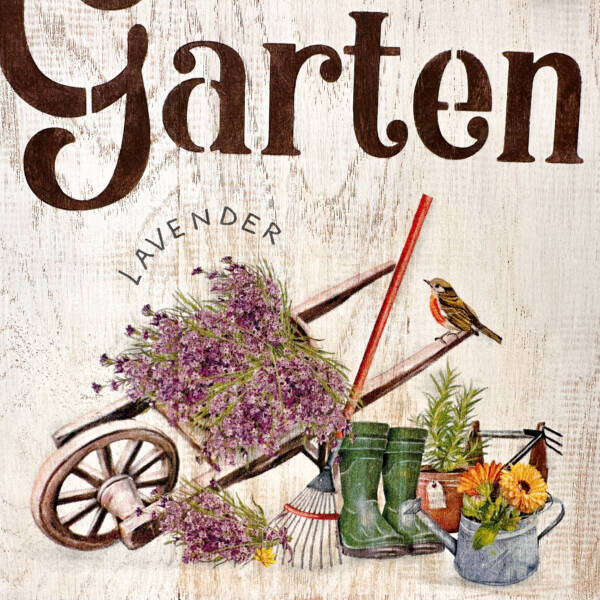 Holzbild A4 Bin im Garten mit Herz – Bild 3