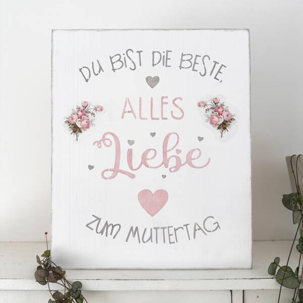 Holzbild Muttertag Rosenmotiv – Bild 2