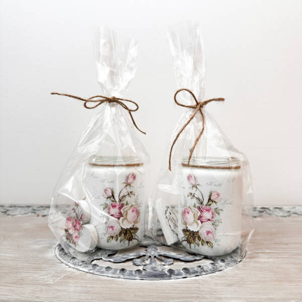 Teelichtglas mit Herz Rosenmotiv – Bild 3