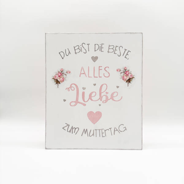 Holzbild Muttertag Rosenmotiv