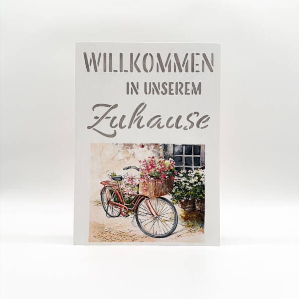 Holzbild Herzlich Willkommen