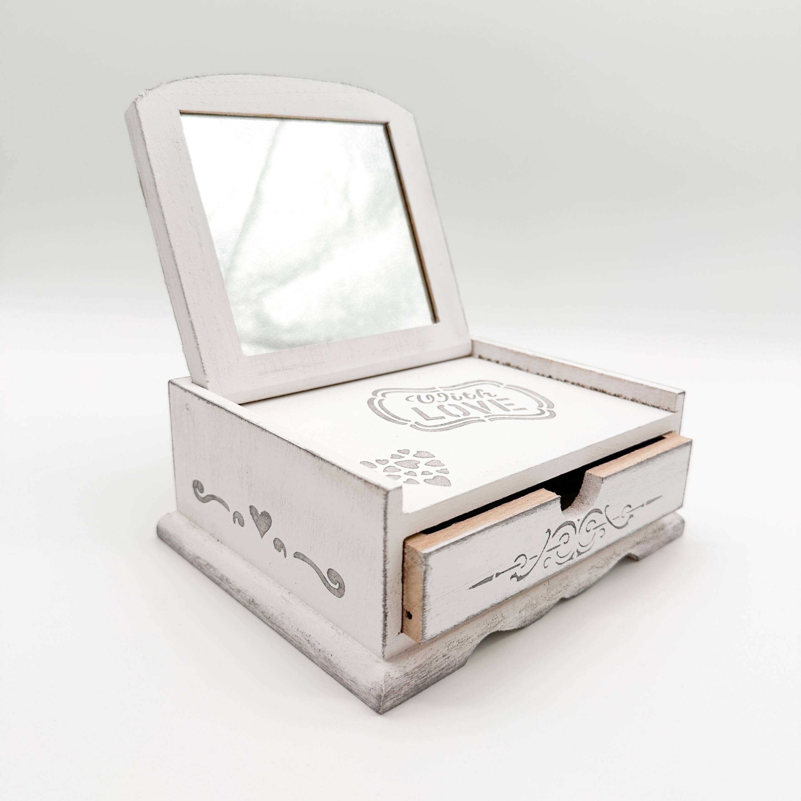Holzbox mit Spiegel und Lade 2 – Bild 2